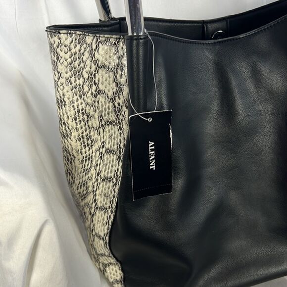 Alfani black and snake skin Handbag - Picture 2 of 7